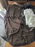 Váy MASSIMO DUTTI lụa nâu buộc eo