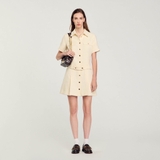 Váy tweed SANDRO chân xếp ly