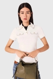 Áo MAJE trắng tộc tay viền đen
