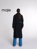 Áo dạ MAJE kèm belt dáng dài đen
