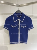 Polo ALICE+ OLIVIA xanh viền trắng