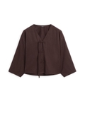 Sơ mi MASSIMO DUTTI nâu cột nơ