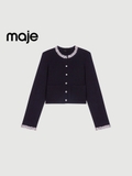 Áo khoác MAJE len đen cổ viền đá