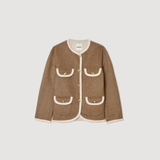 Áo dạ SANDRO nâu viền kem