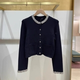 Áo khoác MAJE len đen cổ viền đá