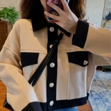 Áo khoác SANDRO kem viền đen