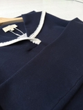 Áo len SEZANE navy cổ bẻ viền