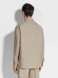 Sơ mi ZEGNA linen cổ V túi ngực