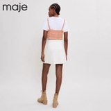 Chân váy MAJE len trắng túi viền cam