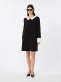 Váy MAX MARA đen cổ sen trắng