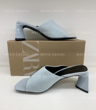 Guốc ZARA demin nhạt gót vuông