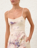 Váy 2 dây ZIMMERMANN viền chỉ ngực hoa hồng