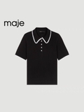 Áo MAJE cộc cổ sen viền trắng