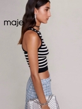 Áo Maje sát nách kẻ đen trắng