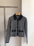 Áo MAJE kẻ navy cổ bẻ
