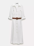 Váy ZARA trắng kèm belt