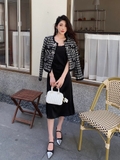 Set dạ SELF kẻ caro đen trắng