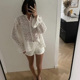 Sơ mi SEZANE ren 3D trắng