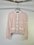 Cardigan MAJE hồng viền trắng