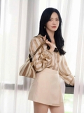 Sơ mi FENDI lụa kẻ nâu ( có set )