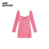 Váy SELF PORTRAIT hồng cổ vuông