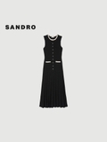 Váy SANDRO đen sát nách viền thêu hoa