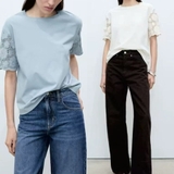 Tshirt MANGO tay ren 2 màu