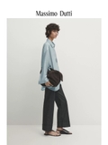 Sơ mi MASSIMO DUTTI lụa tơ xanh