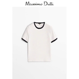 Tshirt MASSIMO DUTTI trơn viền cổ