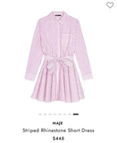 Váy MAJE sơ mi kẻ đỏ đính đá