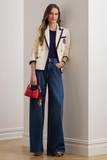 Blazer RALPH LAUREN trắng viền navy