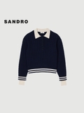Áo len SANDRO cổ bẻ cải màu