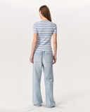 Áo len RAG & BONE cộc kẻ xanh trắng
