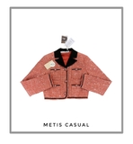 Áo SELF PORTRAIT Tweed đỏ cổ đen