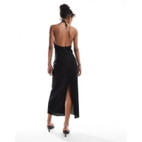 Váy yếm BERSHKA linen đen