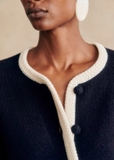 Cardigan SEZANE viền len đan khuy bọc 2 màu