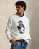 Áo len RALPH LAUREN trắng gấu áo xanh kẻ