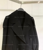 Áo dạ Maje cải da viền túi