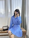 Váy MAJE sơ mi xanh túi ngực