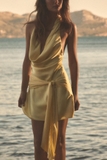 Váy yếm ZARA vàng lụa satin