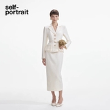 Váy SELF PORTRAIT kem cổ bẻ kèm belt