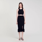 Áo sát nách SANDRO đen len móc ( có set )