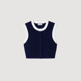 Áo Sandro sát nách navy viền kem (có set)