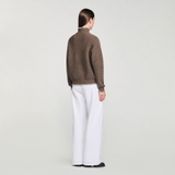 Áo len SANDRO nâu viền bện