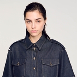 Áo SANDRO jeans viền chỉ vàng ( có set )