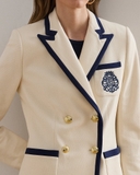 Blazer RALPH LAUREN trắng viền navy