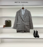 Blazer Maje dạ tweed muối tiêu
