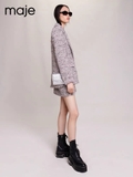 Blazer Maje dạ tweed muối tiêu