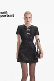 Váy SELF PORTRIAT đen bling nơ cổ