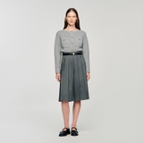 Cardigan SANDRO ghi viền trắng